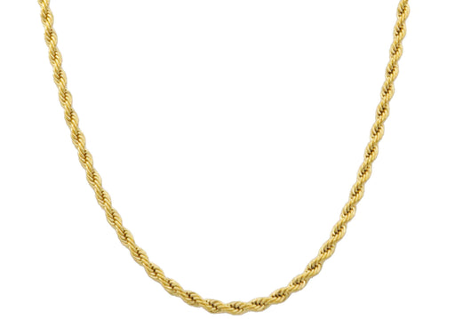 Blackjack Jewelry Blackjack Men's 18k Gold-Plated SS Rope Chain Necklace BJS26NG5M - Time After Time Watches