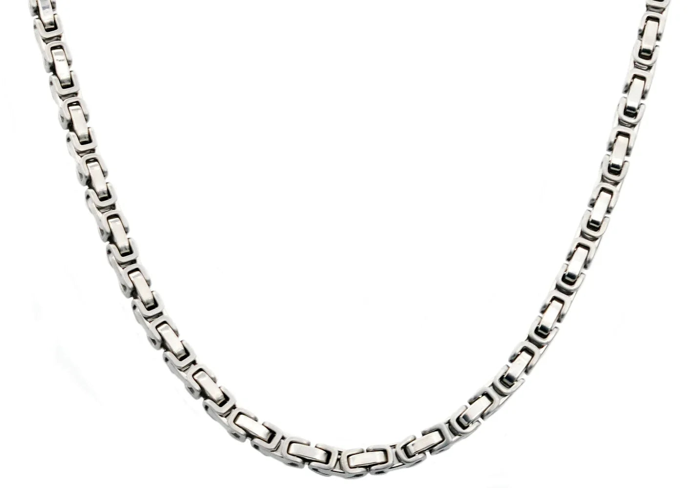 4mm Stainless Steel Byzantine Link Chain Necklace