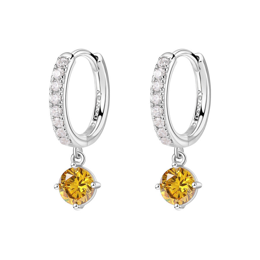 Brosway Italia BROSWAY FANCY ENERGY YELLOW HOOP EARRINGS WITH DANGLE GOLDEN YELLOW CZ - Time After Time Watches