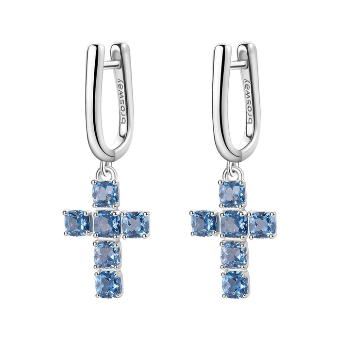 Brosway Italia BROSWAY FANCY FREEDOM BLUE CROSS DANGLE EARRINGS - Time After Time Watches