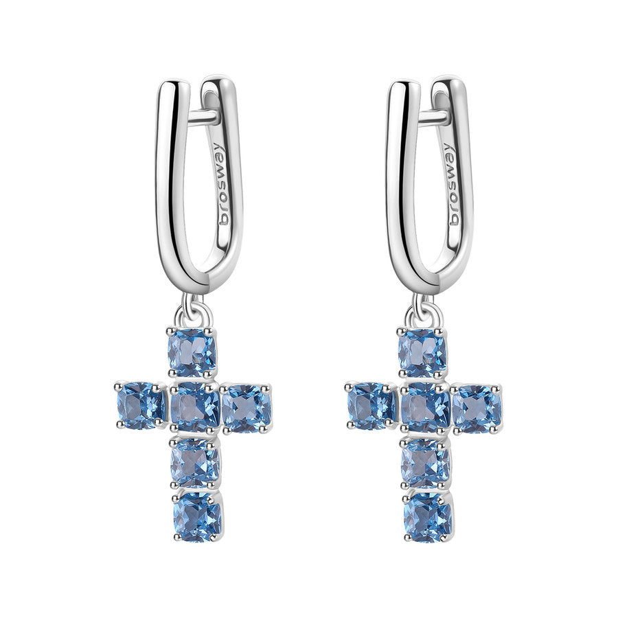 Brosway Italia BROSWAY FANCY FREEDOM BLUE CROSS DANGLE EARRINGS - Time After Time Watches