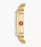 Michele Deco mid Size, blue dial diamond dial and bezel, gold plated square shape sapphire crystal swiss movement 