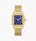 Michele Deco mid Size, blue dial diamond dial and bezel, gold plated square shape sapphire crystal swiss movement 