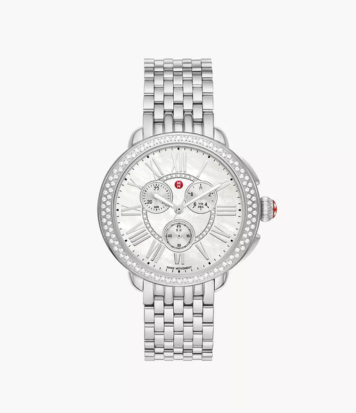 Michele Women's Serein Stainless Steel Diamond Dial and Bezel, sapphire crystal, swiss movement.