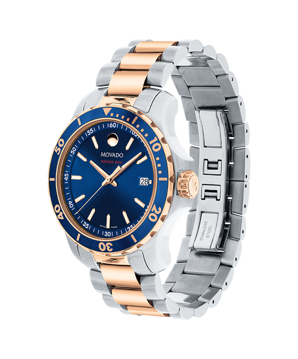 MOVADO MOVADO SERIES 800 ROSE GOLD BLUE DIAL - Time After Time Watches