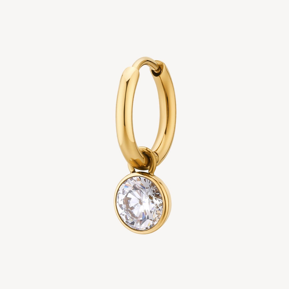 GOLD TONE SINGLE EARRING WITH cz DANLGE PENDANT