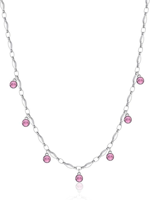 Necklace with pink gemstones on a white background