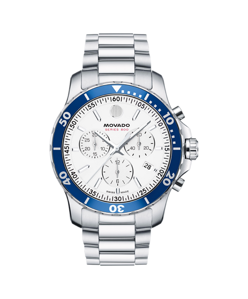 MOVADO MOVADO SERIES 800 WHITE DIAL BLUE BEZEL - Time After Time Watches