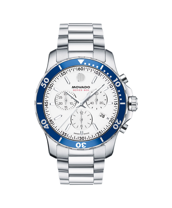MOVADO MOVADO SERIES 800 WHITE DIAL BLUE BEZEL - Time After Time Watches