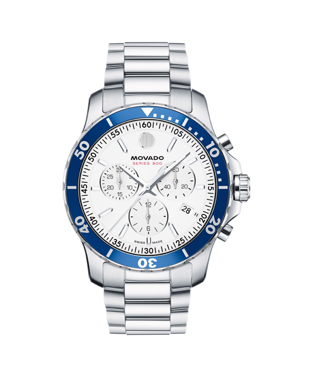 MOVADO MOVADO SERIES 800 WHITE DIAL BLUE BEZEL - Time After Time Watches