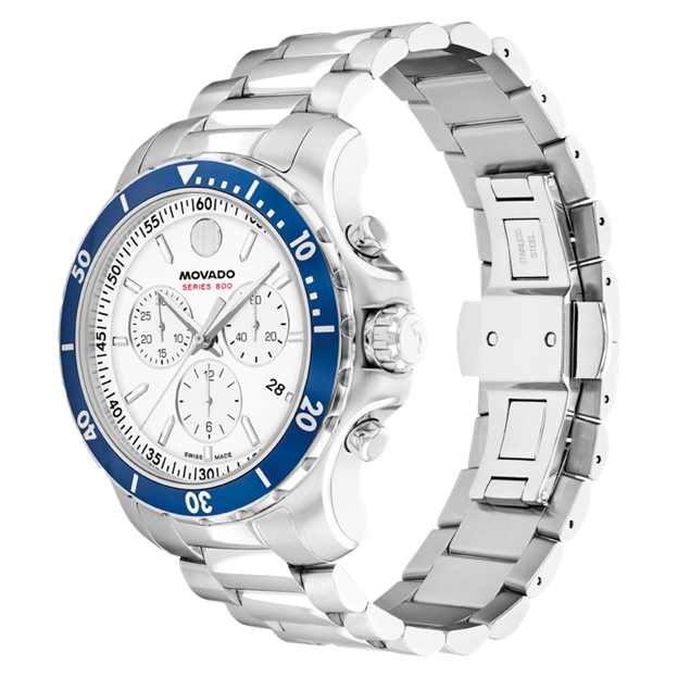 MOVADO MOVADO SERIES 800 WHITE DIAL BLUE BEZEL - Time After Time Watches