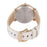 Watch with white strap and gold casing on a white background