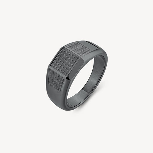 Gray ring with textured surface on a white background