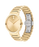 Gold watch with a visible brand logo on a white background