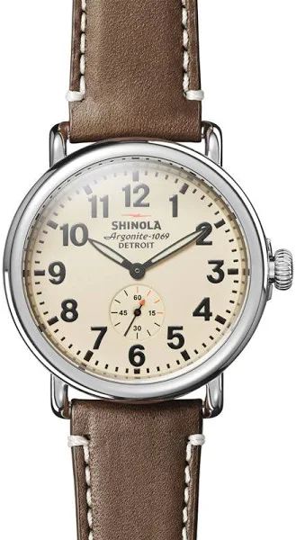 Shinola SHINOLA RUNWELL 47MM WHITE DIAL, BROWN LEATHER - Time After Time Watches