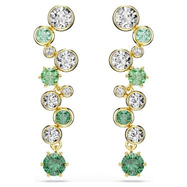 SWAROVSKI CONSTELLA DROP EARRINGS GREEN/GOLD TONE