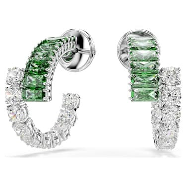 SWAROVSKI METRIX HOOP EARRINGS GREEN