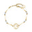 Gold bracelet with blue gemstones on a white background