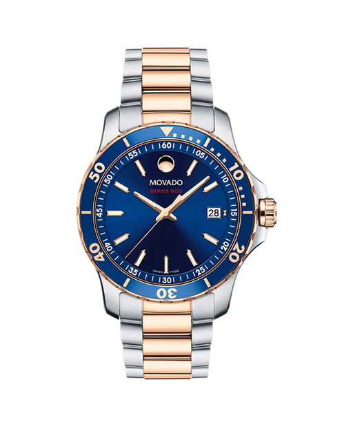 MOVADO MOVADO SERIES 800 ROSE GOLD BLUE DIAL - Time After Time Watches