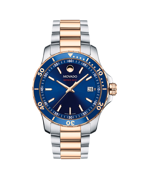 MOVADO MOVADO SERIES 800 ROSE GOLD BLUE DIAL - Time After Time Watches