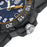 luminox mens navy seal foundation watch. 45mm in dial sizing and 24mm in width of the band. the face is blue with white arabic numbers and contrasting orange details. the casing and band of the watch are black. this model is water-resistant to 200m, luminescent markers and is equipped with a date wheel. 