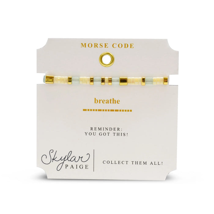 Skylar Paige BREATHE Morse Code Tila Beaded Bracelet - Mint To Be