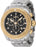 men's specialty invicta chronograph and black dial with gold toned bezel and stainless steel casing and band 