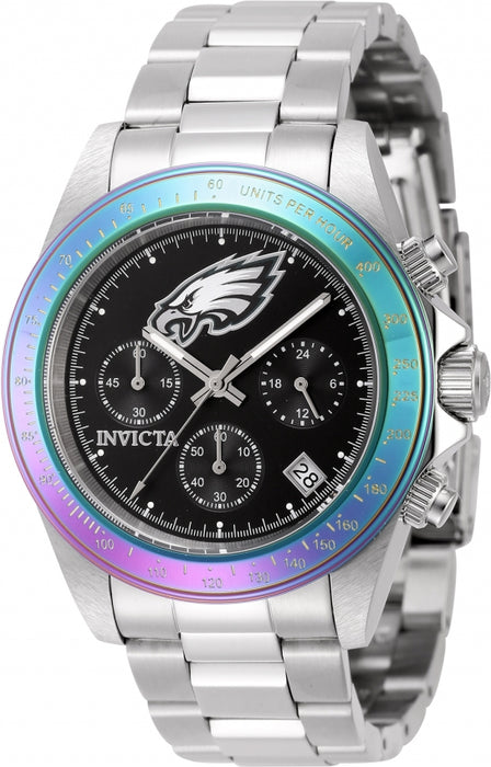 eagles watch with bezel and stainless steel band with chronographs 