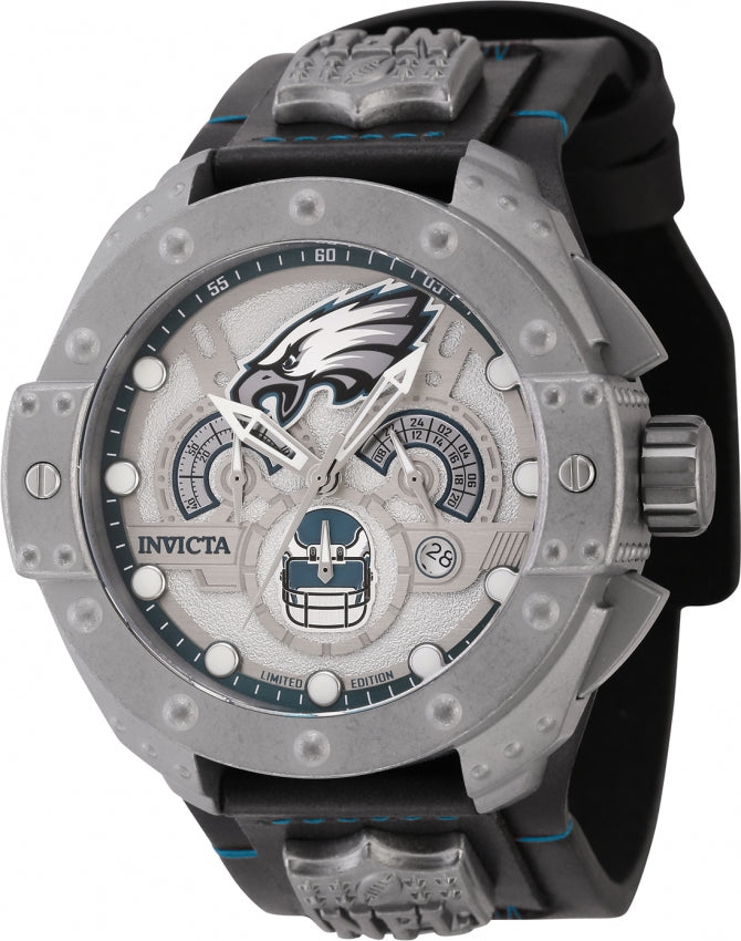 invicta men's eagles silicone chronograph watch in silver and black 