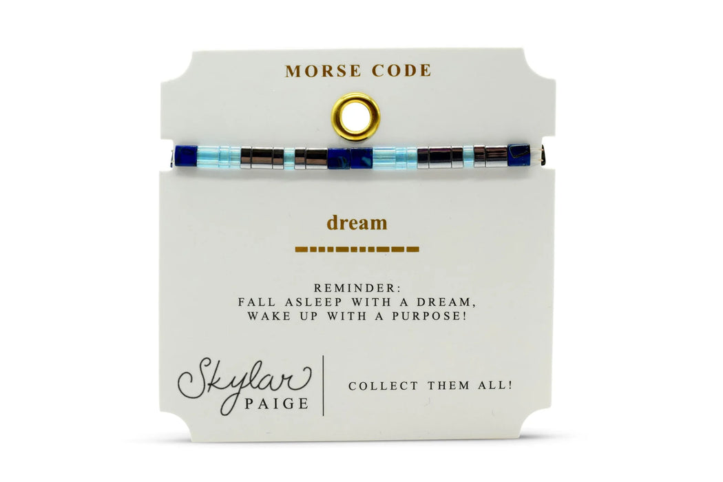 Skylar Paige DREAM Morse Code Tila Beaded Bracelet - Bonne Nuit Blue