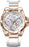 invicta ladies aviator model with rose details and silicone strap. features a mother of pearl chronograph dial