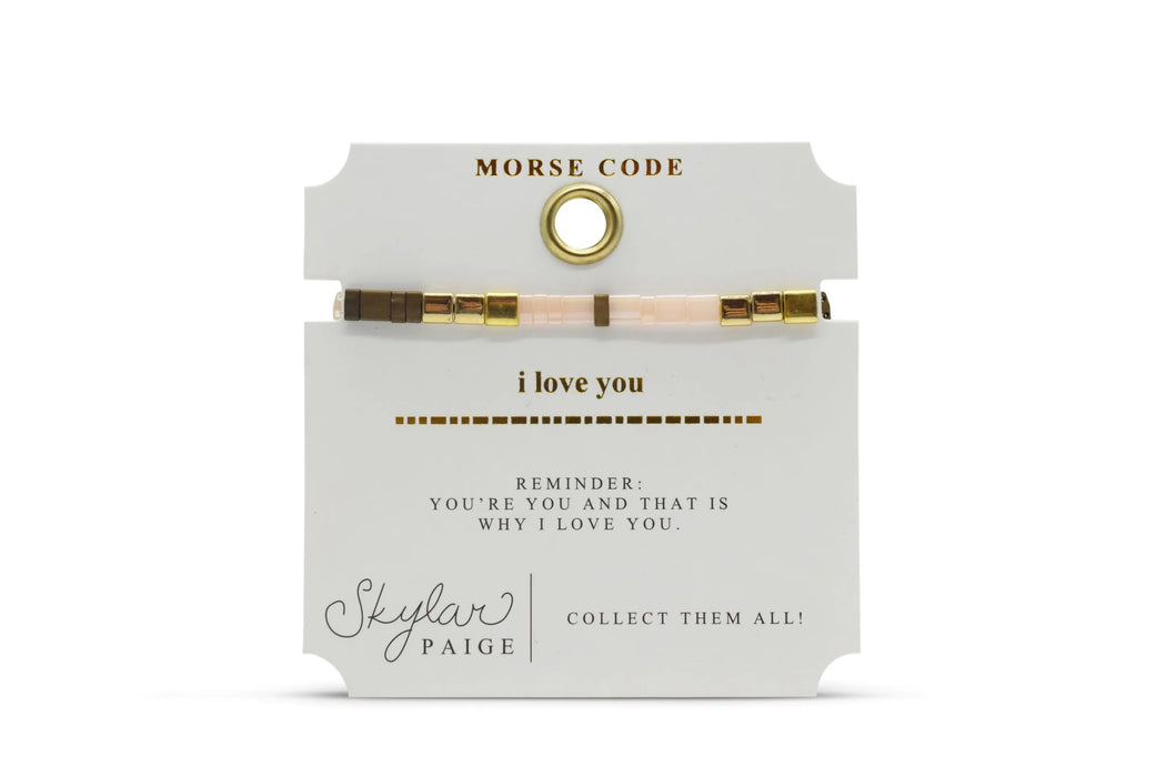 Skylar Paige I LOVE YOU Morse Code Tila Beaded Bracelet - Bonding Bronze