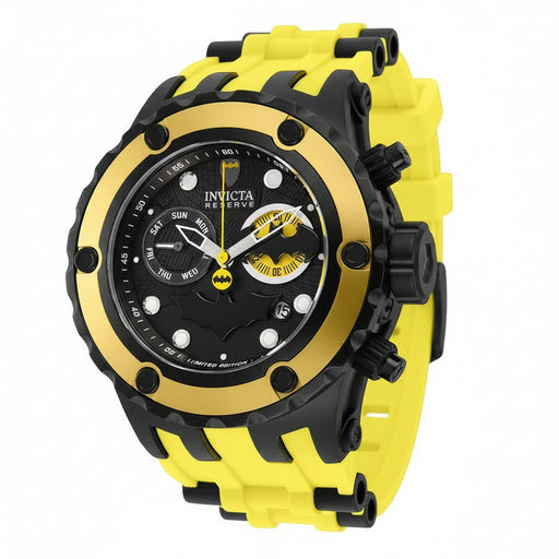 Invita Men's Chronograph Watch Black Dial Batman Symbol Yellow Silicone Strap