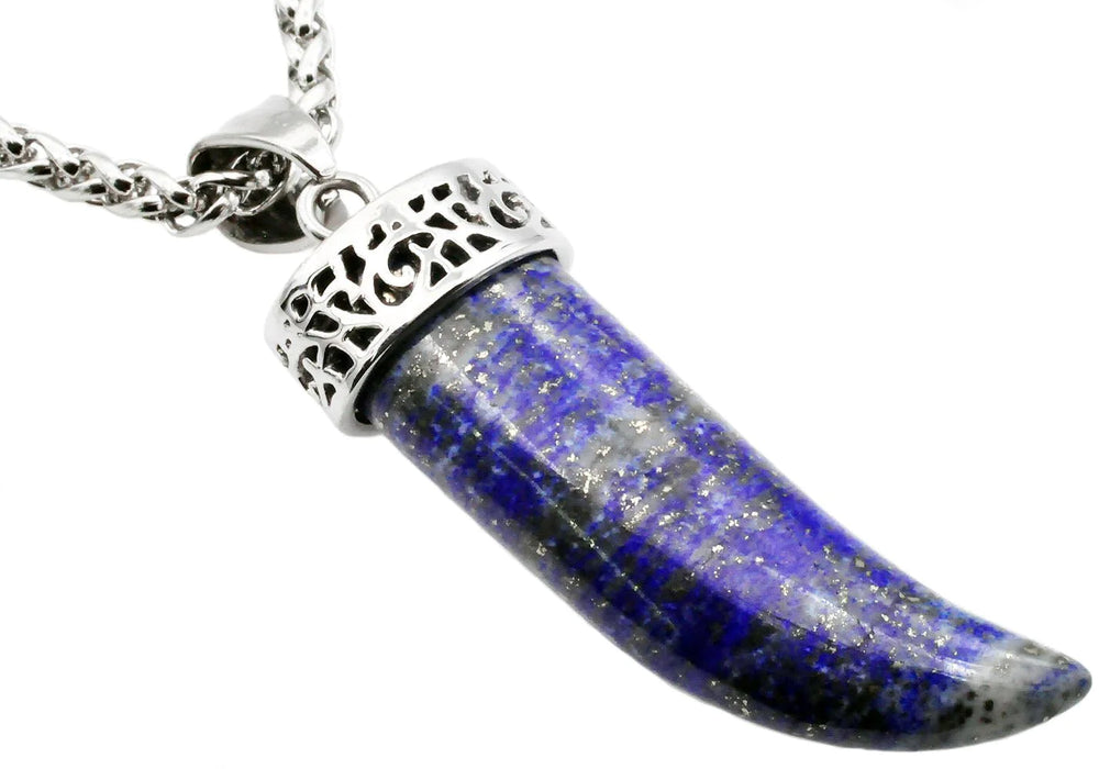 Blackjack Men's Lapis Lazuli Horn Necklace SS BJP163LL