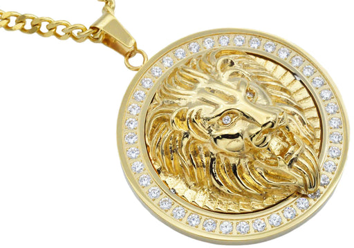 Blackjack Men's 18k Gold-Plated Lion Necklace SS BJP162G