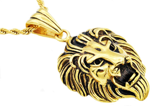 Blackjack Men's Gold-Plated Lion Necklace SS BJP161G