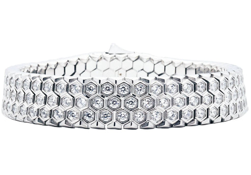 Blackjack Jewelry Blackjack Men's Bracelet Honeycomb CZ SS BJB280W - Time After Time Watches