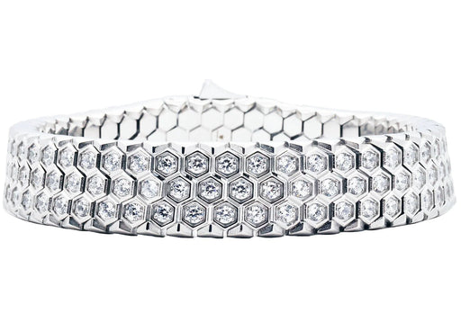 Blackjack Men's Bracelet Honeycomb CZ SS BJB280W