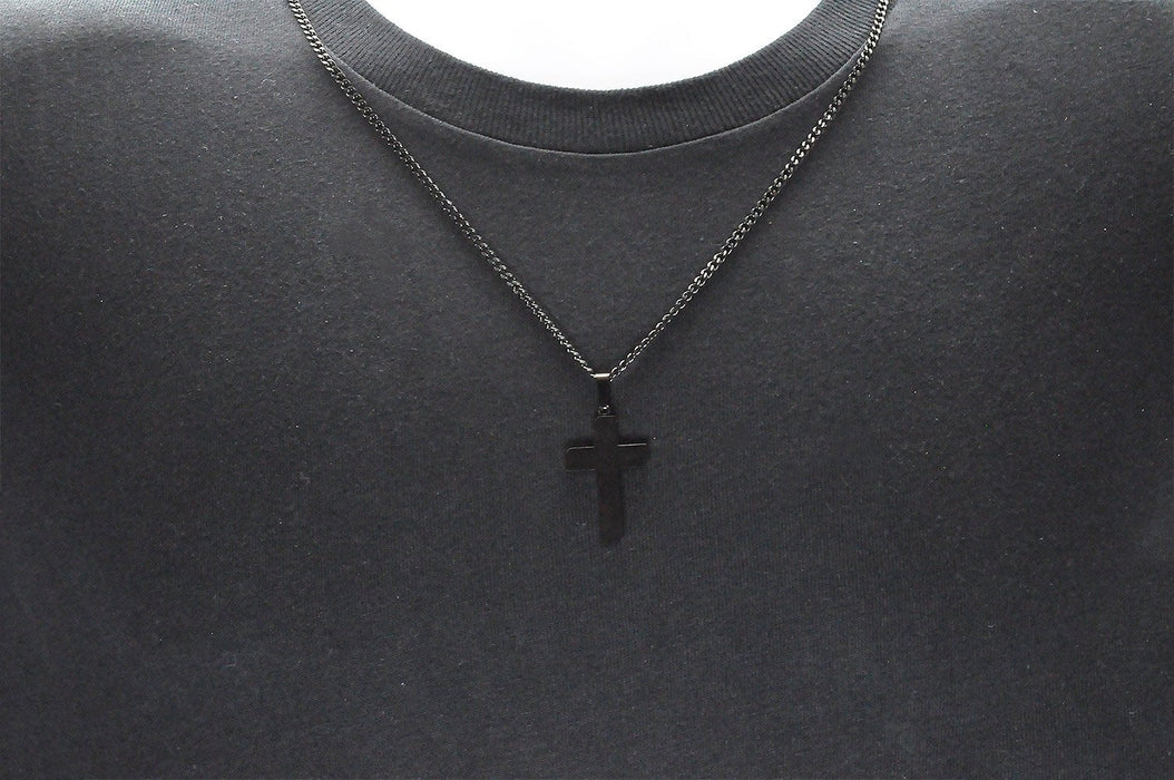 Blackjack Men's Black Cross Necklace BJP155B