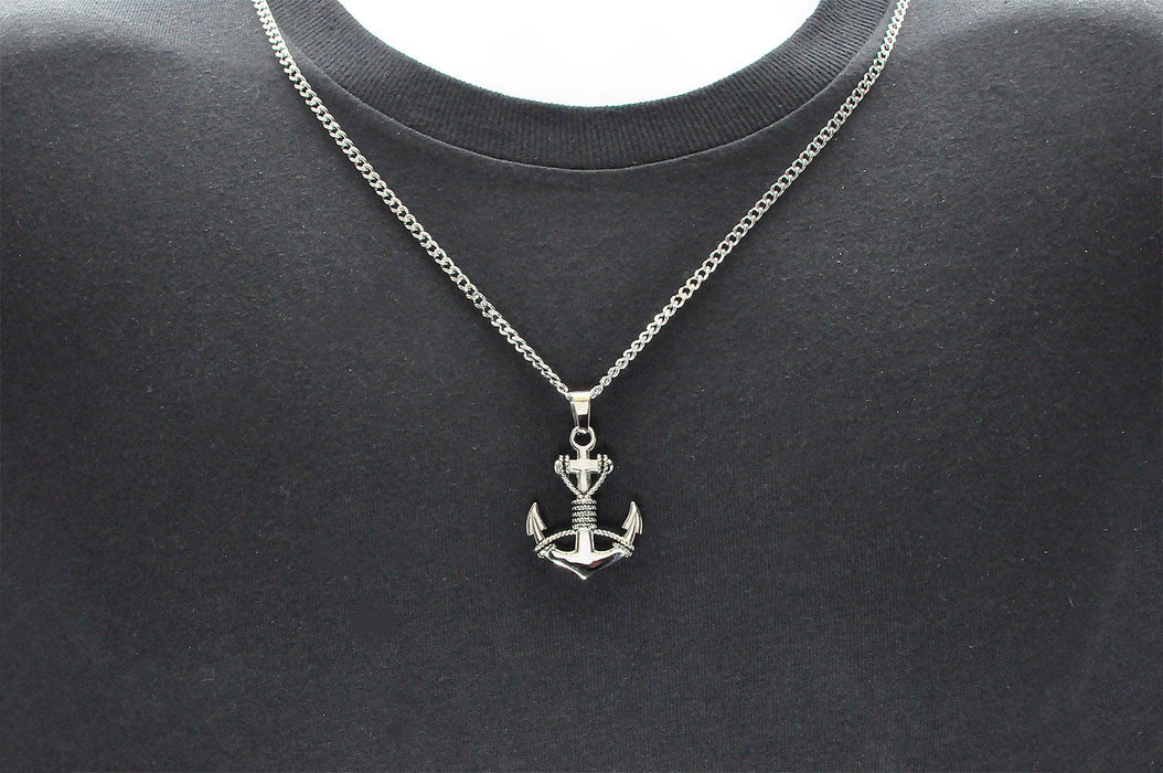 Blackjack Jewelry Blackjack Men's Anchor Necklace SS BJP157W - Time After Time Watches