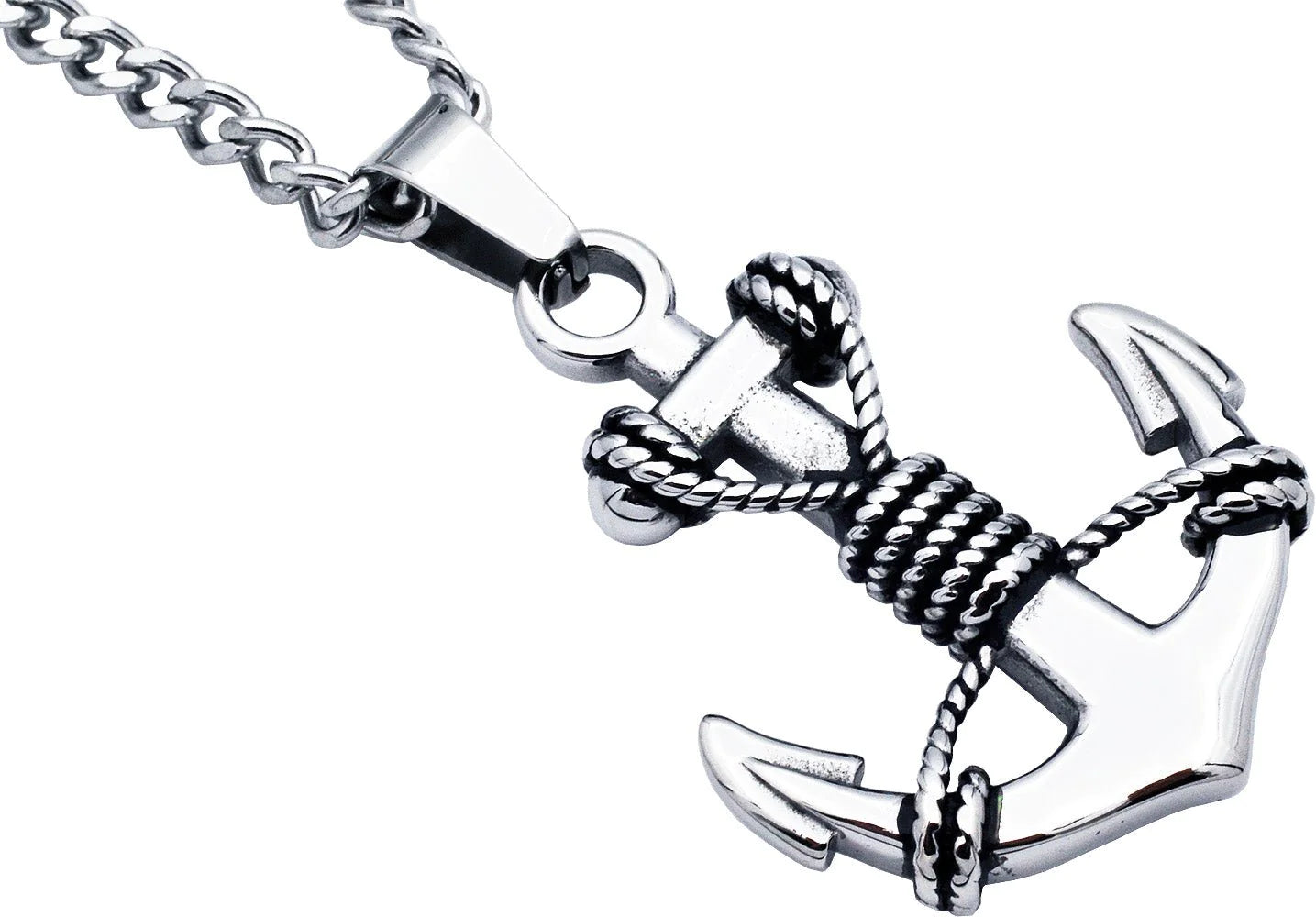 Blackjack Jewelry Blackjack Men's Anchor Necklace SS BJP157W - Time After Time Watches