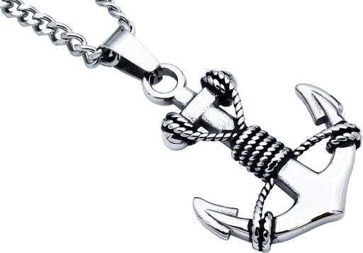 Blackjack Jewelry Blackjack Men's Anchor Necklace SS BJP157W - Time After Time Watches