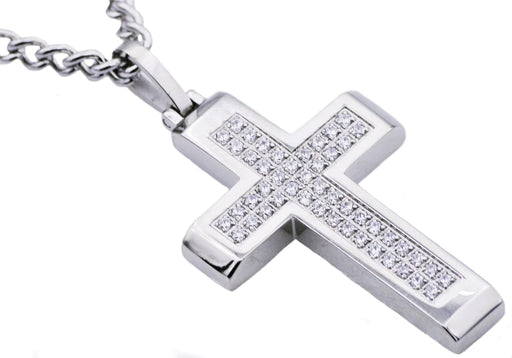 Blackjack Jewelry Blackjack Men's Necklace Gold-Toned Cross & Chain CZ SS BJP122W - Time After Time Watches