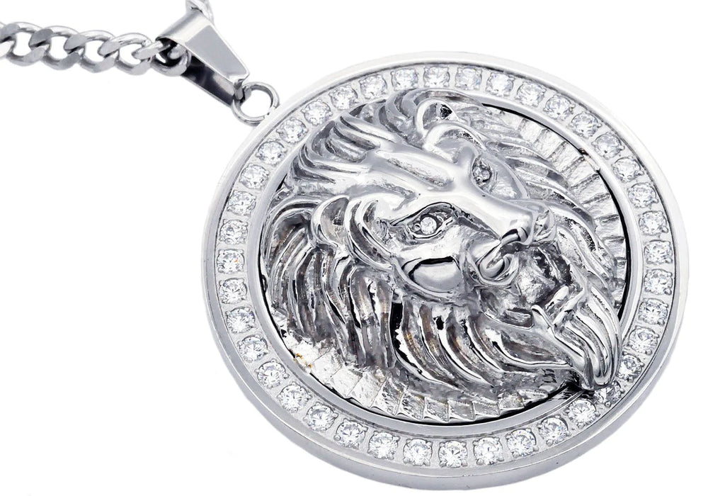 Blackjack Jewelry Blackjack Men's Lion Pendant Necklace SS BJP162W - Time After Time Watches