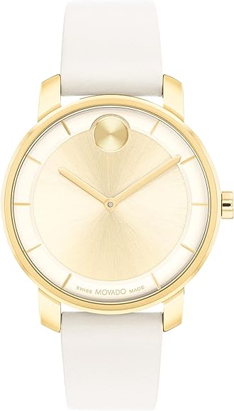 Movado Bold Access 3600963 Swiss Women's Gold Cream Leather Watch