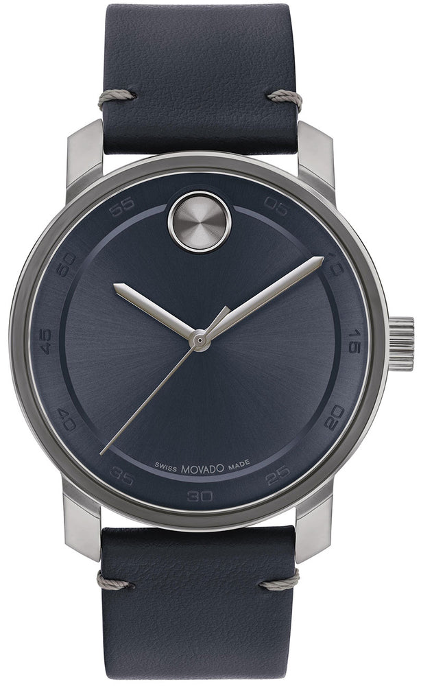 Movado BOLD Access 41mm Watch with Navy Blue Dial and Leather Strap - 3600956