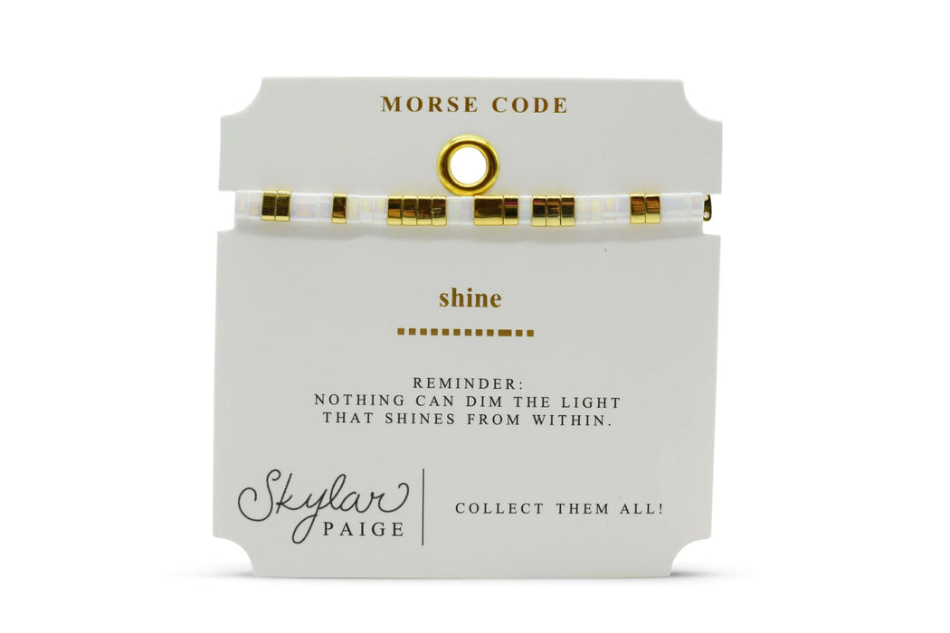 Skylar Paige SHINE Morse Code Tila Beaded Bracelet - Positive Pearl
