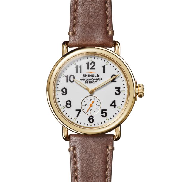Shinola The Runwell 41mm White Dial Brown Leather