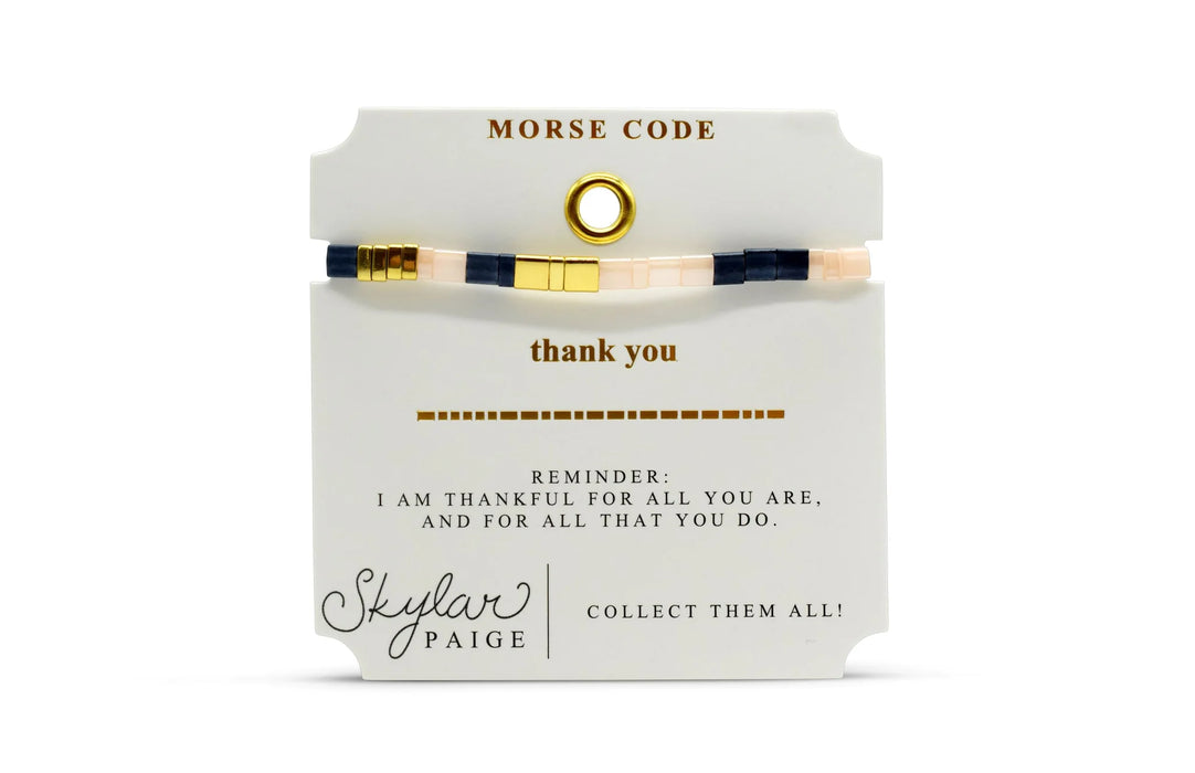 Skylar Paige Skylar Paige THANK YOU Morse Code Tila Beaded Bracelet - Preppy Peach - Time After Time Watches