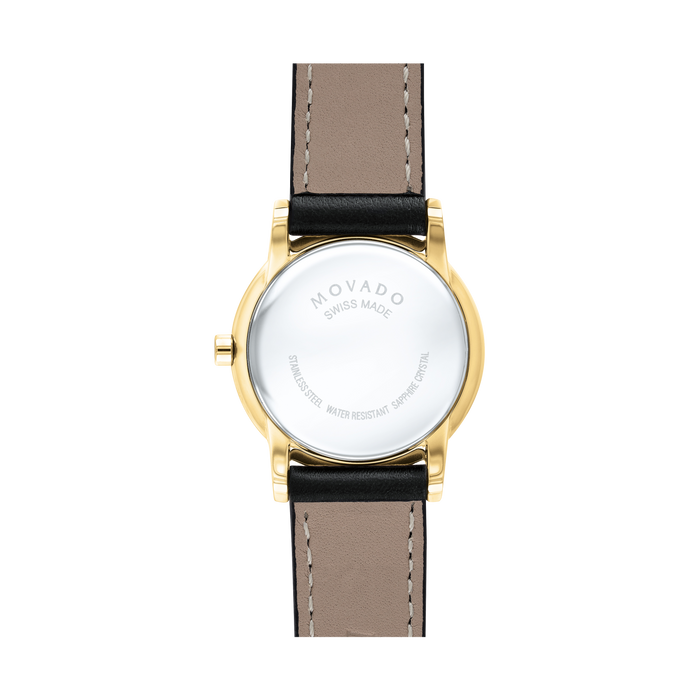 Movado Movado Women's Museum Classic Gold Tone Black Leather 0607275 - Time After Time Watches